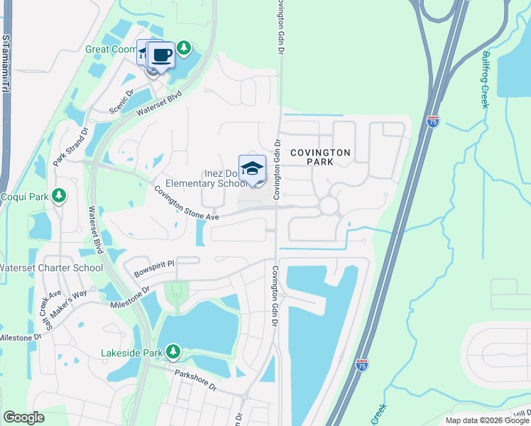 map of restaurants, bars, coffee shops, grocery stores, and more near 7423 Oxford Garden Circle in Apollo Beach