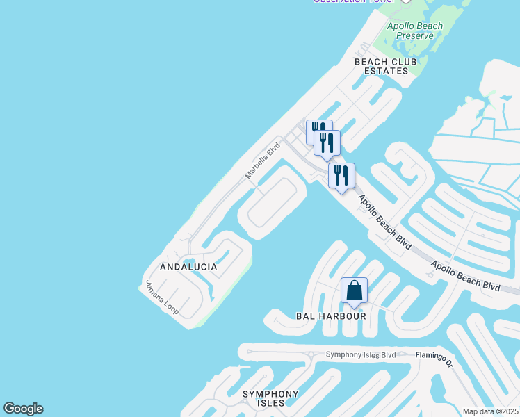 map of restaurants, bars, coffee shops, grocery stores, and more near 6406 Rubia Circle in Apollo Beach