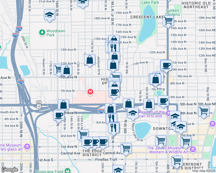 map of restaurants, bars, coffee shops, grocery stores, and more near in St. Petersburg