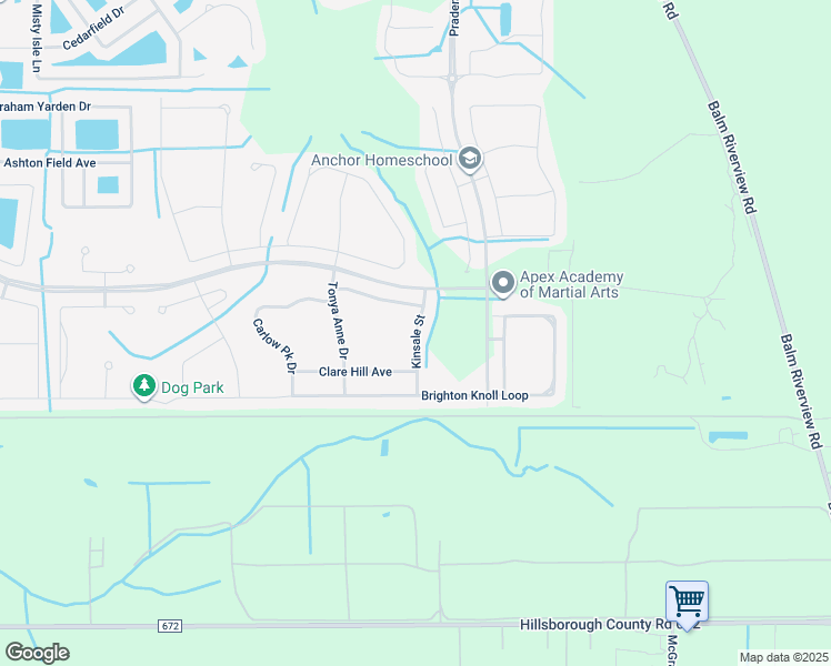 map of restaurants, bars, coffee shops, grocery stores, and more near 13826 Kinsale Street in Riverview
