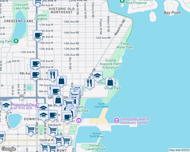 map of restaurants, bars, coffee shops, grocery stores, and more near in St. Petersburg