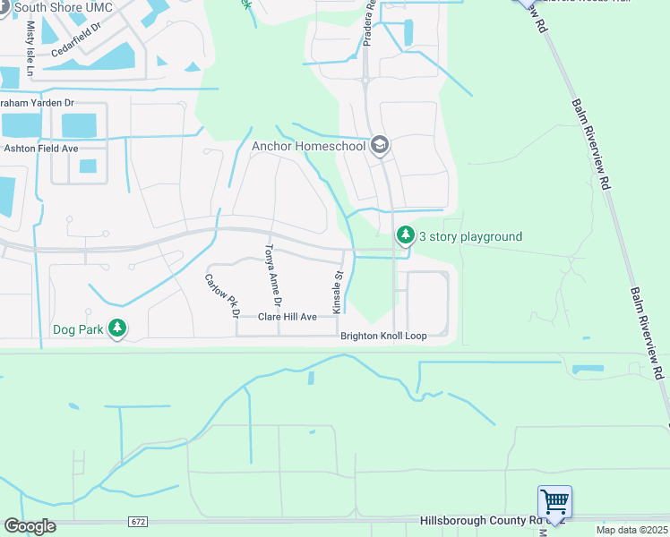 map of restaurants, bars, coffee shops, grocery stores, and more near 11844 Cara Field Avenue in Riverview