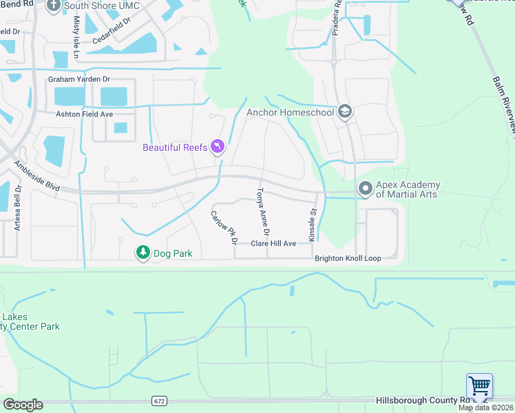 map of restaurants, bars, coffee shops, grocery stores, and more near 13805 Tonya Anne Drive in Riverview