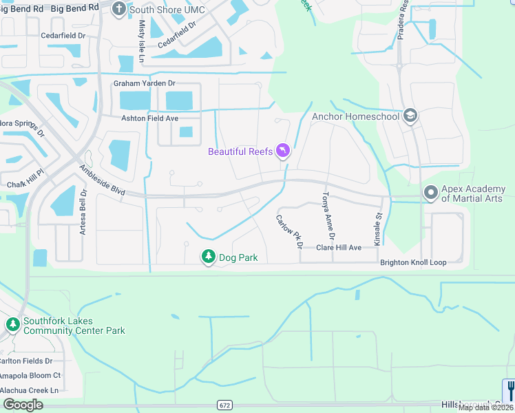 map of restaurants, bars, coffee shops, grocery stores, and more near 11722 Cork Blarney Loop in Riverview
