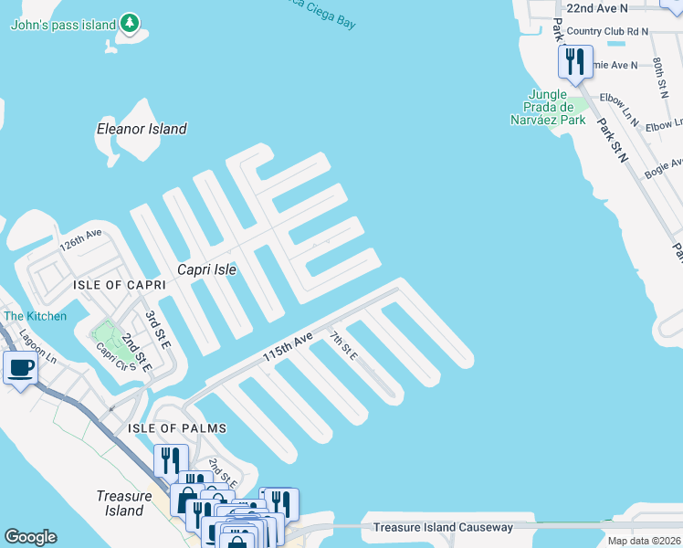 map of restaurants, bars, coffee shops, grocery stores, and more near 780 116th Avenue in Treasure Island