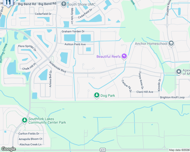 map of restaurants, bars, coffee shops, grocery stores, and more near 13803 Felix Will Road in Riverview