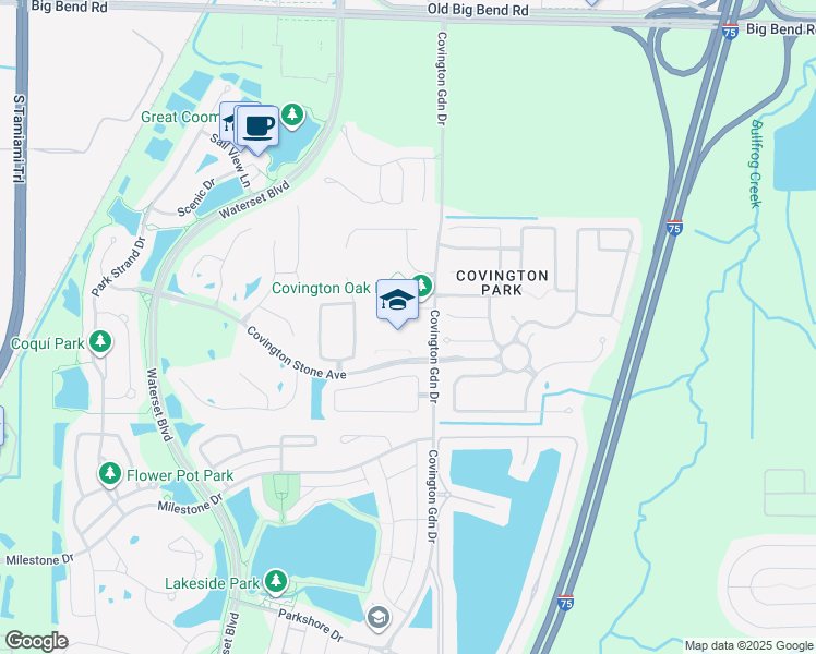map of restaurants, bars, coffee shops, grocery stores, and more near 6720 Covington Garden Drive in Apollo Beach