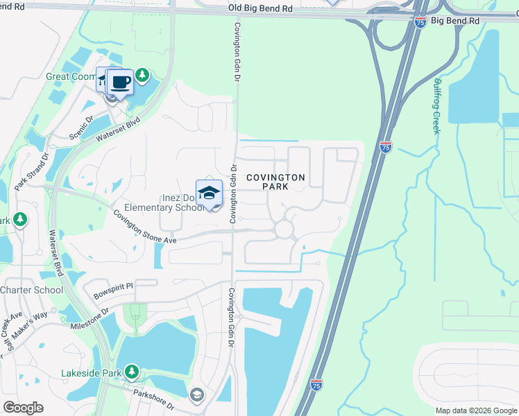 map of restaurants, bars, coffee shops, grocery stores, and more near 7617 Hampshire Garden Place in Apollo Beach