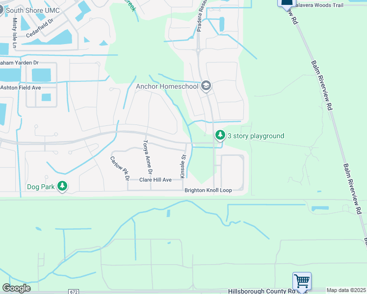 map of restaurants, bars, coffee shops, grocery stores, and more near 11844 Cara Field Avenue in Riverview