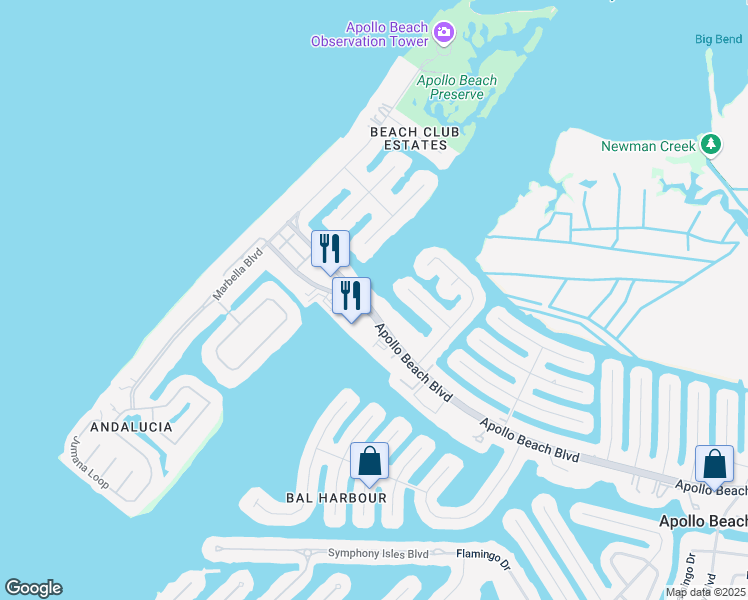 map of restaurants, bars, coffee shops, grocery stores, and more near 1209 Apollo Beach Boulevard in Apollo Beach