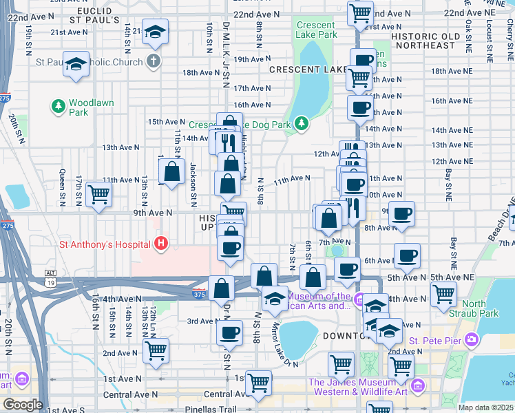 map of restaurants, bars, coffee shops, grocery stores, and more near in St. Petersburg