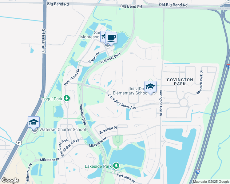 map of restaurants, bars, coffee shops, grocery stores, and more near 7307 Guilford Pine Lane in Apollo Beach