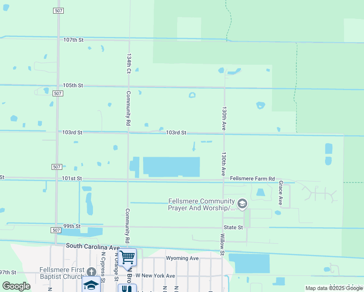 map of restaurants, bars, coffee shops, grocery stores, and more near 13185 103rd Street in Fellsmere