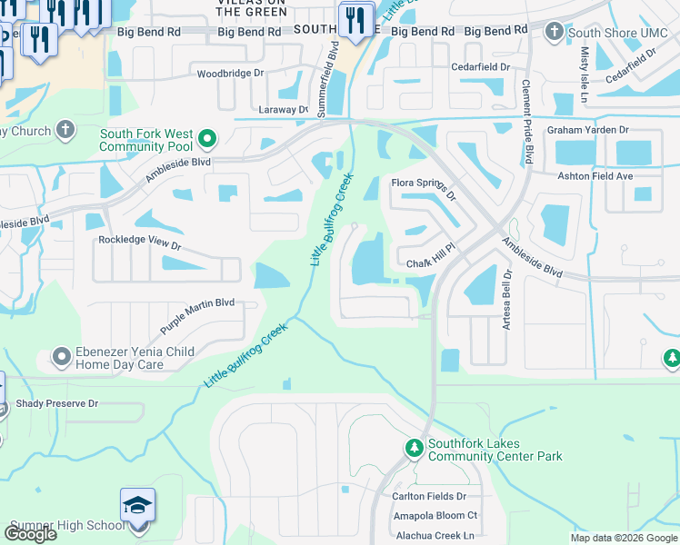 map of restaurants, bars, coffee shops, grocery stores, and more near Moonstone Canyon Drive in Riverview