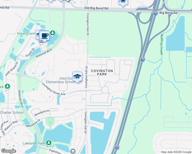 map of restaurants, bars, coffee shops, grocery stores, and more near 7617 Bristol Park Drive in Apollo Beach