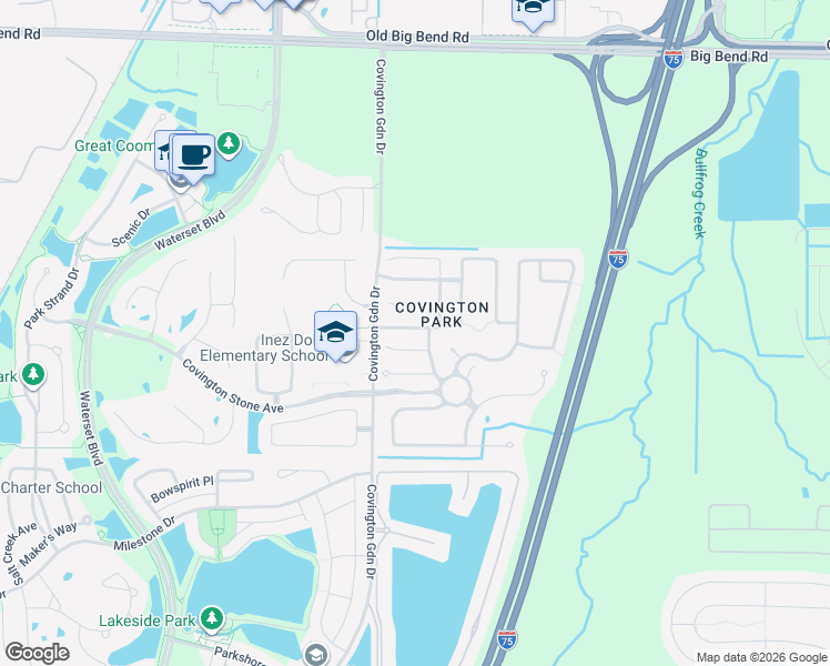 map of restaurants, bars, coffee shops, grocery stores, and more near 7617 Bristol Park Drive in Apollo Beach