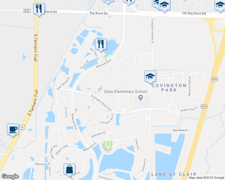 map of restaurants, bars, coffee shops, grocery stores, and more near 6708 Guilford Glen Place in Apollo Beach