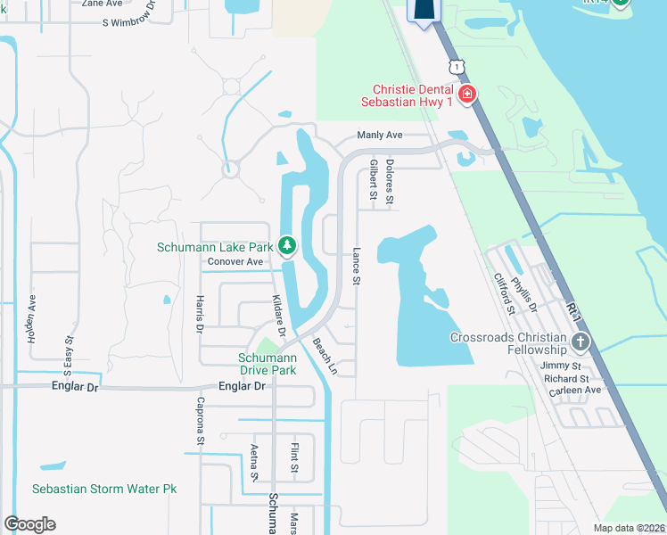 map of restaurants, bars, coffee shops, grocery stores, and more near 952 Schumann Drive in Sebastian