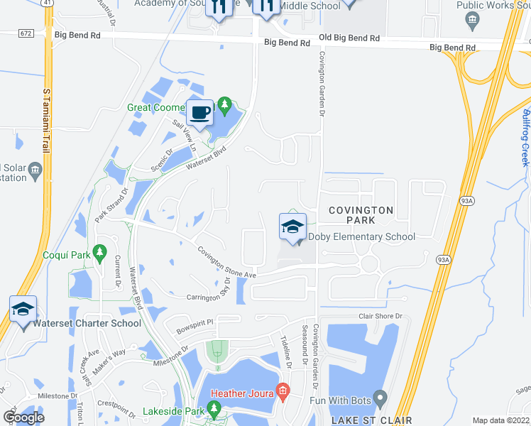 map of restaurants, bars, coffee shops, grocery stores, and more near 6813 Cambridge Park Drive in Apollo Beach