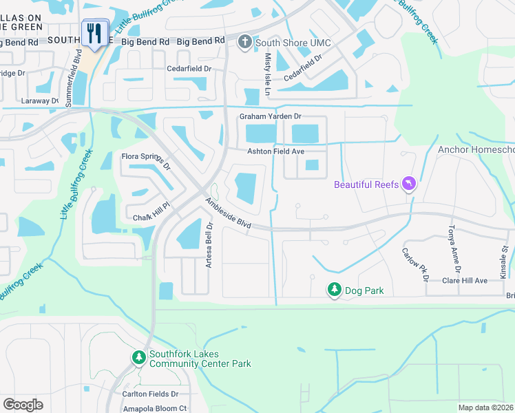 map of restaurants, bars, coffee shops, grocery stores, and more near 13471 Fladgate mark Drive in Riverview