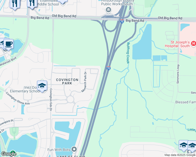 map of restaurants, bars, coffee shops, grocery stores, and more near 7012 Monarch Park Drive in Apollo Beach