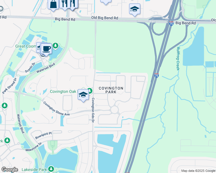 map of restaurants, bars, coffee shops, grocery stores, and more near 7621 Clovelly Park Place in Apollo Beach