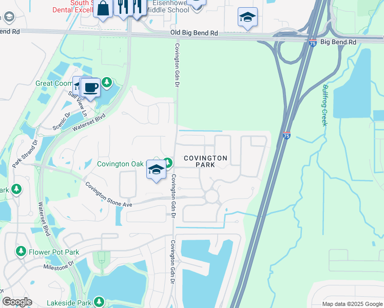 map of restaurants, bars, coffee shops, grocery stores, and more near 7620 Clovelly Park Place in Apollo Beach