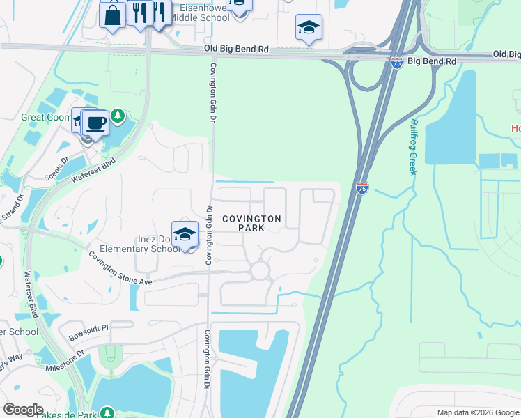 map of restaurants, bars, coffee shops, grocery stores, and more near 7742 Bristol Park Drive in Apollo Beach