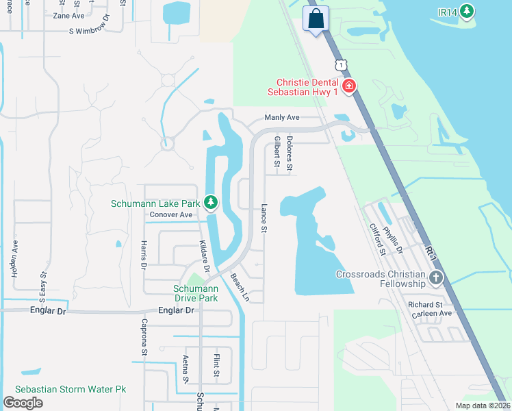 map of restaurants, bars, coffee shops, grocery stores, and more near 952 Schumann Drive in Sebastian