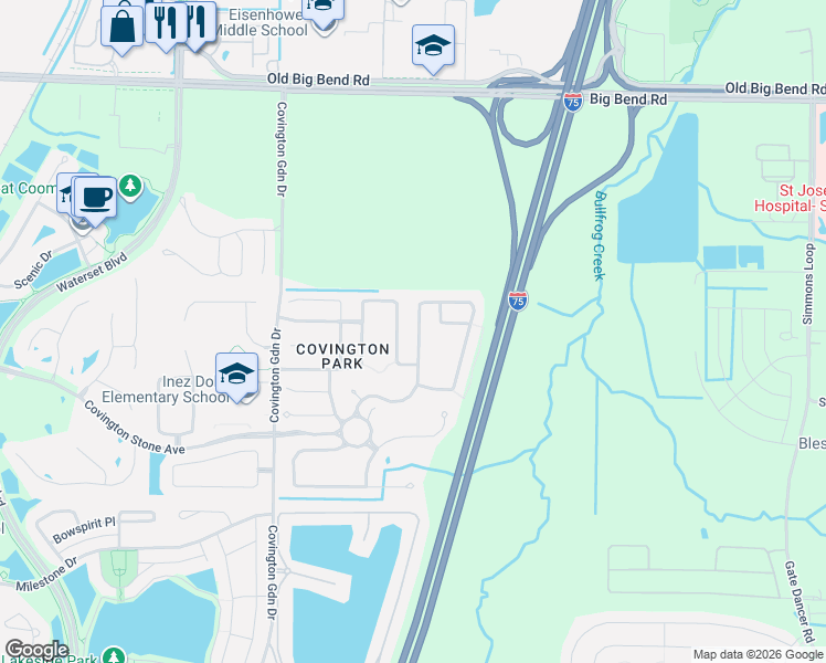 map of restaurants, bars, coffee shops, grocery stores, and more near 6818 Monarch Park Drive in Apollo Beach