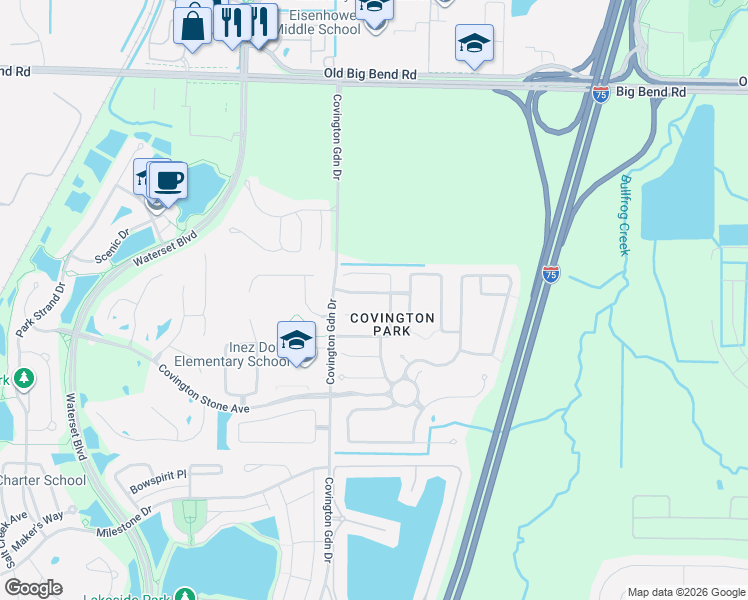map of restaurants, bars, coffee shops, grocery stores, and more near 7621 Clovelly Park Place in Apollo Beach