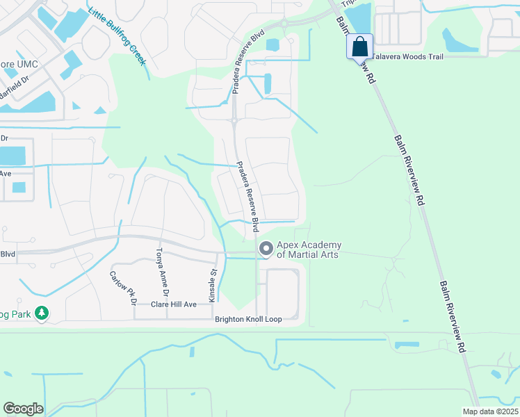 map of restaurants, bars, coffee shops, grocery stores, and more near 13623 Willow Bluestar Loop in Riverview