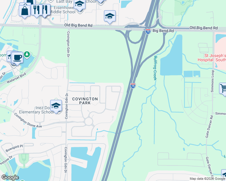 map of restaurants, bars, coffee shops, grocery stores, and more near 7814 Monarch Garden Circle in Apollo Beach