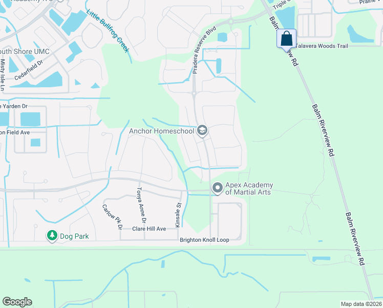 map of restaurants, bars, coffee shops, grocery stores, and more near 13309 Wild Ginger Street in Riverview