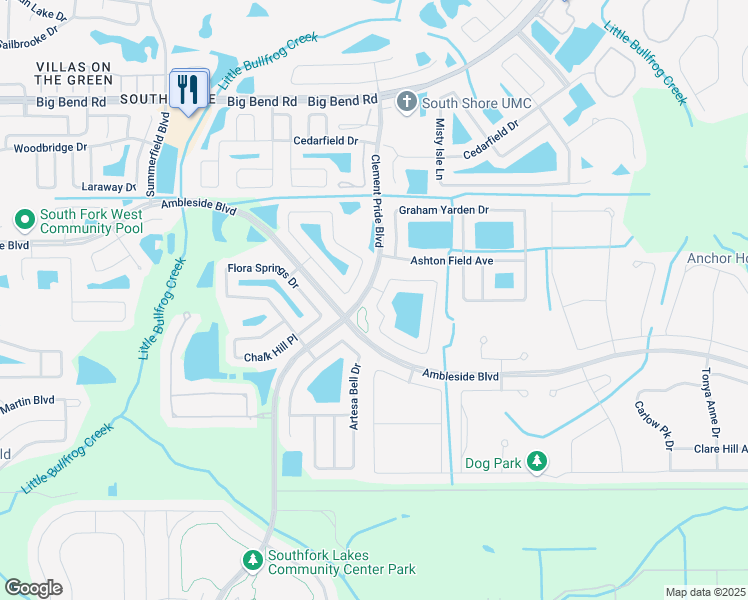 map of restaurants, bars, coffee shops, grocery stores, and more near 13558 Fladgate Mark Drive in Riverview
