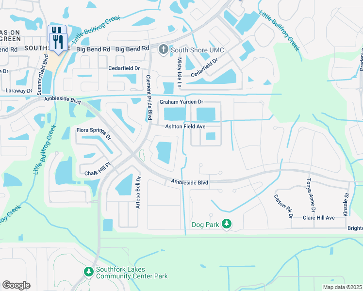 map of restaurants, bars, coffee shops, grocery stores, and more near 13448 Fladgate mark Drive in Riverview