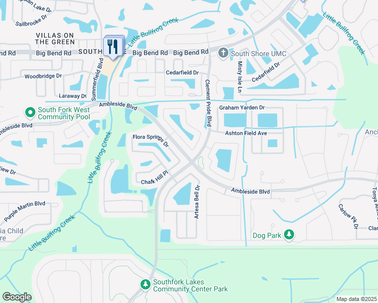 map of restaurants, bars, coffee shops, grocery stores, and more near 11434 CallaWay Pond Drive in Riverview