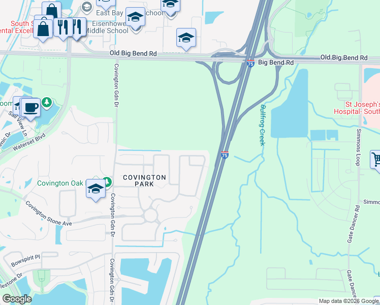 map of restaurants, bars, coffee shops, grocery stores, and more near 6902 Monarch Park Drive in Apollo Beach