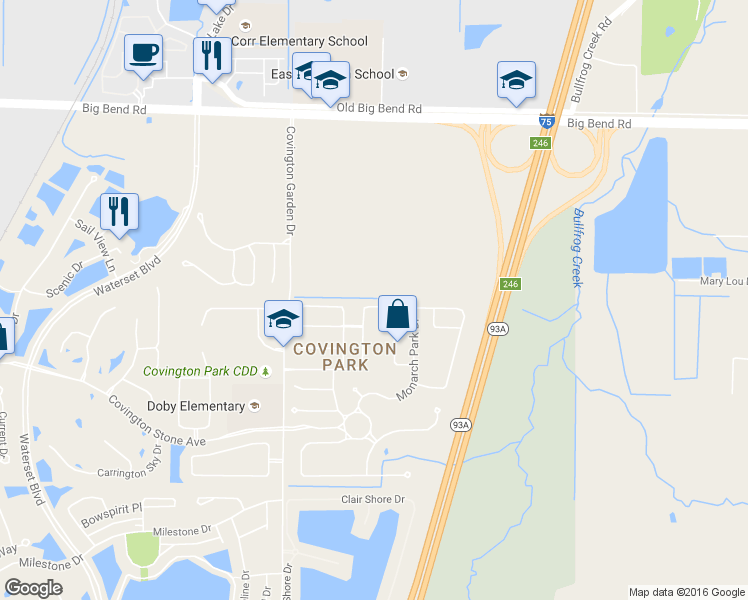 map of restaurants, bars, coffee shops, grocery stores, and more near 7822 Bristol Park Drive in Apollo Beach