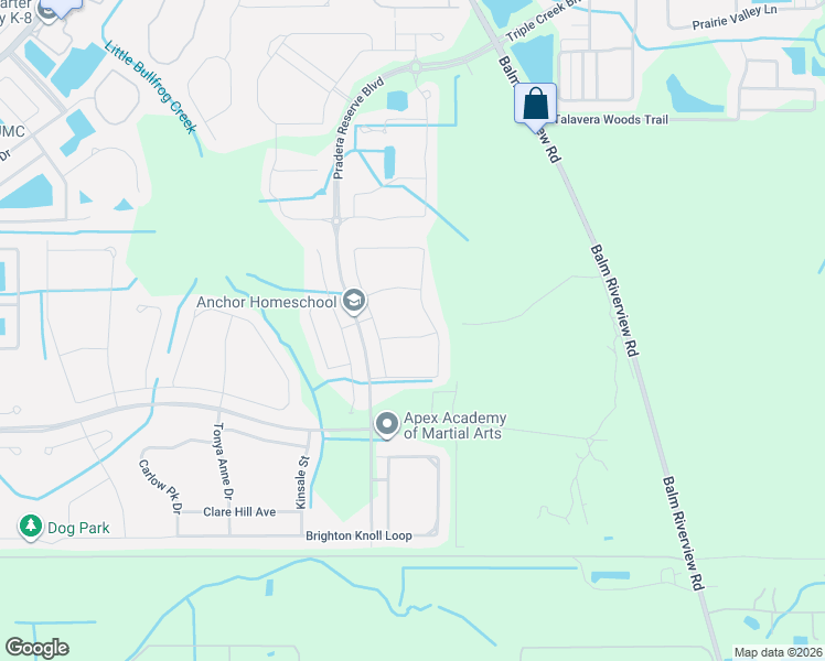 map of restaurants, bars, coffee shops, grocery stores, and more near 13360 Willow Bluestar Loop in Riverview