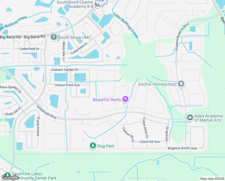 map of restaurants, bars, coffee shops, grocery stores, and more near 13515 White Sapphire Road in Riverview