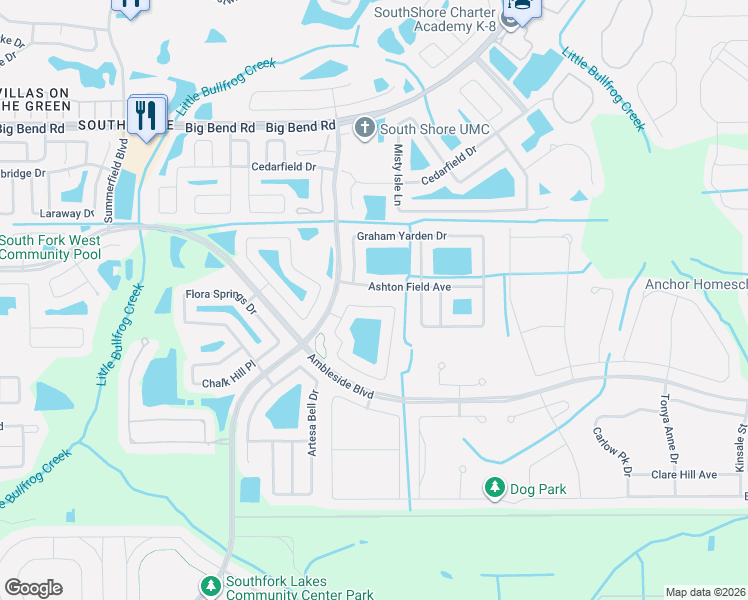 map of restaurants, bars, coffee shops, grocery stores, and more near 11525 Ashton Field Avenue in Riverview