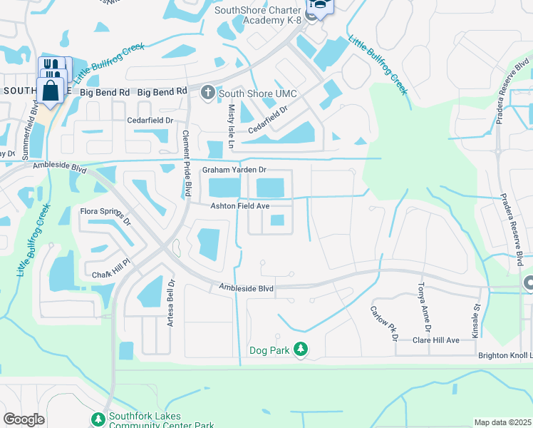 map of restaurants, bars, coffee shops, grocery stores, and more near 13504 Freemark Briar Place in Riverview