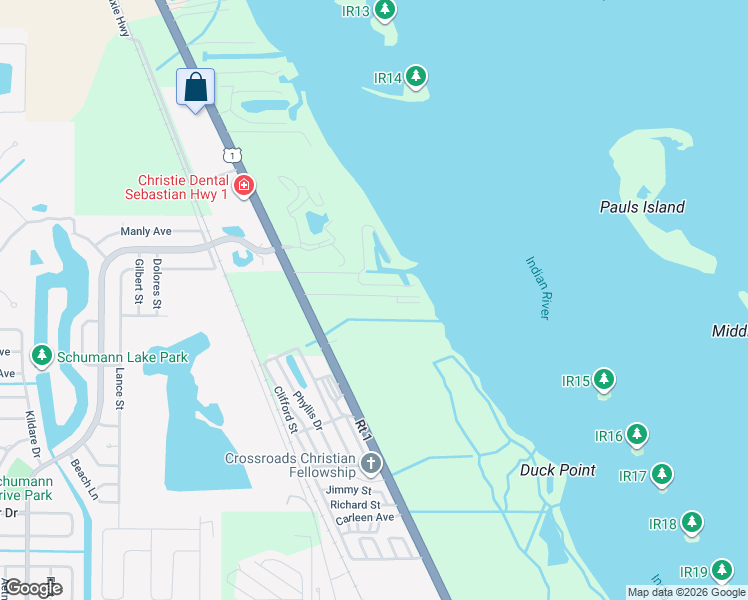 map of restaurants, bars, coffee shops, grocery stores, and more near 6263 Dunn Runnin Road in Sebastian