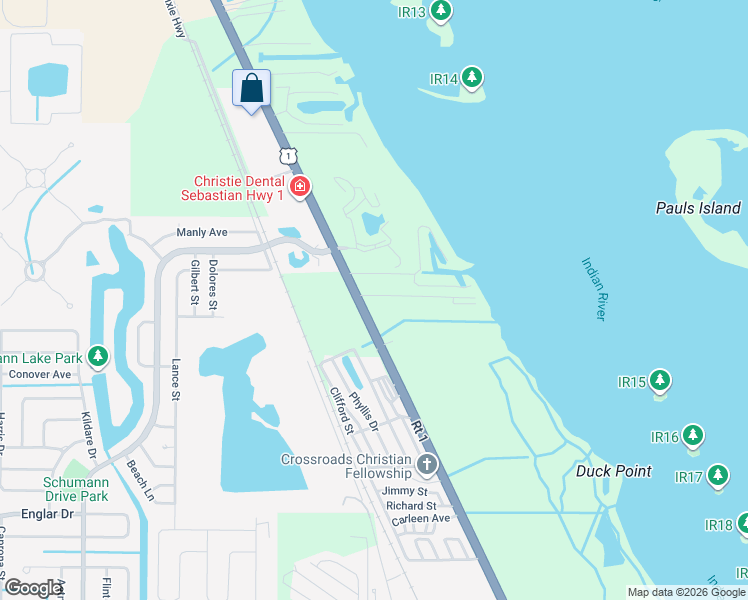 map of restaurants, bars, coffee shops, grocery stores, and more near 6385 Dunn Runnin Road in Sebastian