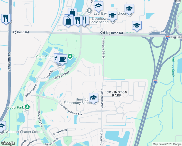 map of restaurants, bars, coffee shops, grocery stores, and more near 6816 Surrey Oak Drive in Apollo Beach