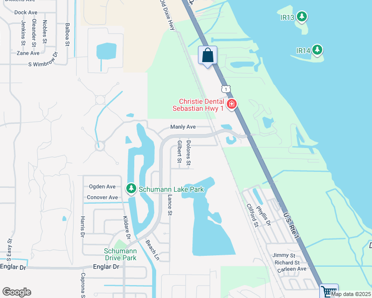 map of restaurants, bars, coffee shops, grocery stores, and more near 769 Schumann Drive in Sebastian