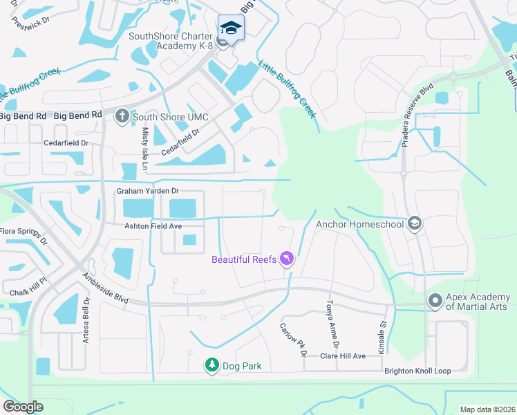 map of restaurants, bars, coffee shops, grocery stores, and more near 13443 White Sapphire Road in Riverview