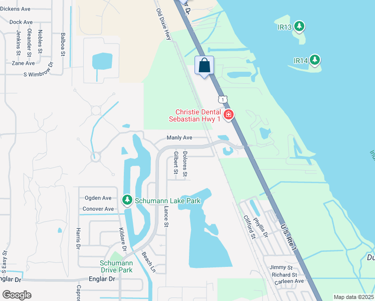 map of restaurants, bars, coffee shops, grocery stores, and more near 769 Schumann Drive in Sebastian