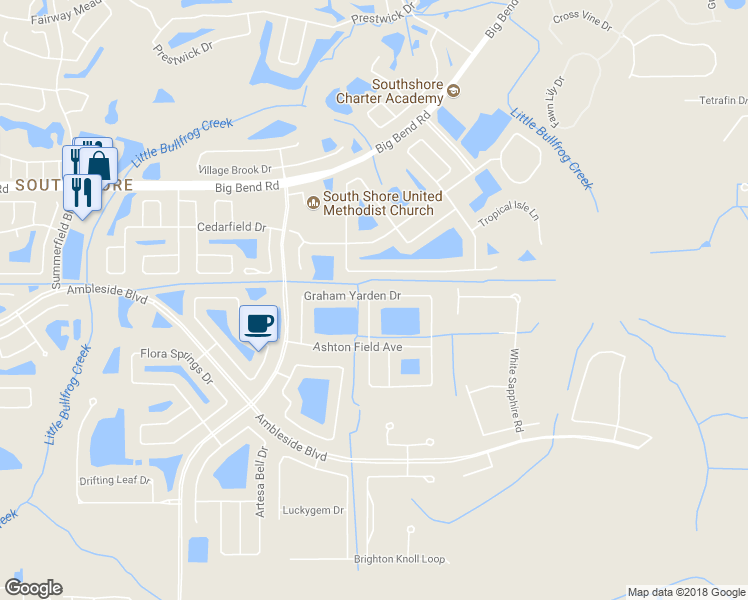 map of restaurants, bars, coffee shops, grocery stores, and more near 13348 Graham Yarden Drive in Riverview